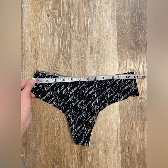Victorias Secret VS Seamless Logo black smooth Thong panties underwear NEW Large - Picture 8 of 9